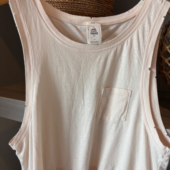 We The Free - Cotton Tank Peplum Front Pocket Blush Creme - Picture 3 of 4